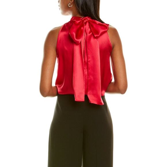 NWT Saloni Michelle B Top Red Silk Size 0 Halter Bow Back Chic Sexy Feminine - Picture 1 of 16